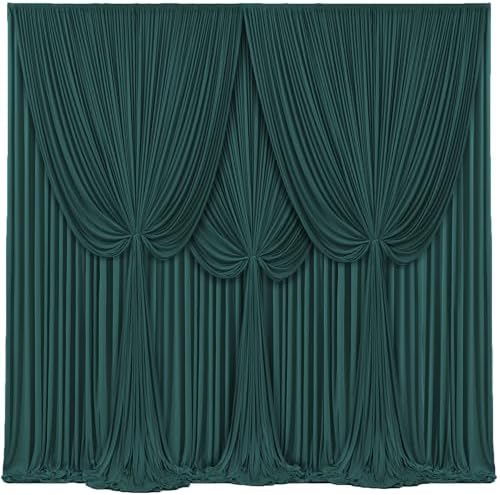 4 Panels Hunter Green Backdrop Curtains for Wedding Party Wrinkle Free Backdrops Curtain Drapes Fabric