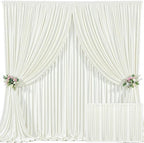 4 Panels Ivory Backdrop Curtain for Wedding Parties Wrinkle Free Ivory Photo Curtains Backdrop Drapes Fabric