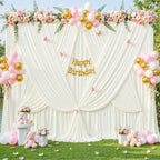 4 Panels Ivory Backdrop Curtain for Wedding Parties Wrinkle Free Ivory Photo Curtains Backdrop Drapes Fabric, alternate view
