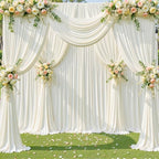 4 Panels Ivory Backdrop Curtain for Wedding Parties Wrinkle Free Ivory Photo Curtains Backdrop Drapes Fabric, alternate view