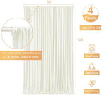 4 Panels Ivory Backdrop Curtain for Wedding Parties Wrinkle Free Ivory Photo Curtains Backdrop Drapes Fabric, alternate view
