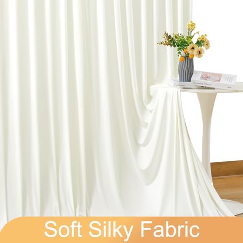 4 Panels Ivory Backdrop Curtain for Wedding Parties Wrinkle Free Ivory Photo Curtains Backdrop Drapes Fabric, alternate view
