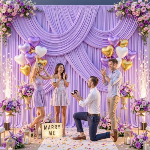 4 Panels Lavender Backdrop Curtains for Wedding Party Wrinkle Free Backdrops Curtain Drape Fabric Decorations, alternate view