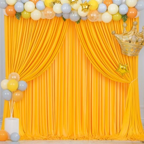 4 Panels Marigold Backdrop Curtain for Parties Wrinkle Free Photo Curtains Backdrop Drapes Fabric Decoration for, alternate