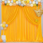 4 Panels Marigold Backdrop Curtain for Parties Wrinkle Free Photo Curtains Backdrop Drapes Fabric Decoration for, alternate