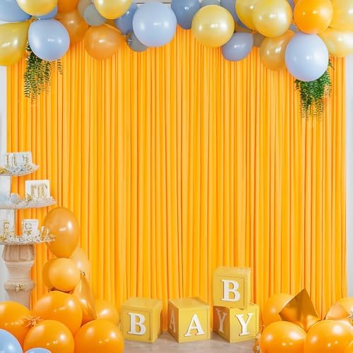 4 Panels Marigold Backdrop Curtain for Parties Wrinkle Free Photo Curtains Backdrop Drapes Fabric Decoration for, alternate