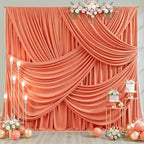 4 Panels Orange Backdrop Curtain for Parties Wrinkle Free Photo Curtains Backdrop Drapes Fabric Decoration for, alternate