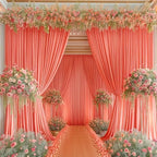 4 Panels Orange Backdrop Curtain for Parties Wrinkle Free Photo Curtains Backdrop Drapes Fabric Decoration for, alternate