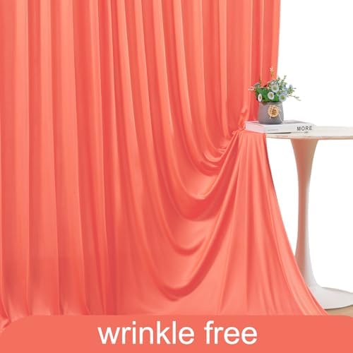 4 Panels Orange Backdrop Curtain for Parties Wrinkle Free Photo Curtains Backdrop Drapes Fabric Decoration for, alternate