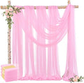 4 Panels Pink Wedding Arch Draping Fabric 30" x 19ft Wedding Drapes Tulle Drapes for Backdrop Sheer Fabric