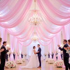 4 Panels Pink Wedding Arch Draping Fabric 30" x 19ft Wedding Drapes Tulle Drapes for Backdrop Sheer Fabric, alternate view 4