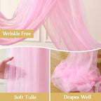 4 Panels Pink Wedding Arch Draping Fabric 30" x 19ft Wedding Drapes Tulle Drapes for Backdrop Sheer Fabric, alternate view 6