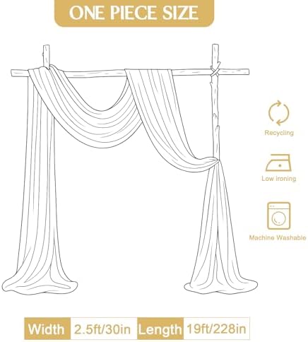 4 Panels Pink Wedding Arch Draping Fabric 30" x 19ft Wedding Drapes Tulle Drapes for Backdrop Sheer Fabric, alternate view 7
