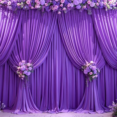 4 Panels Purple Backdrop Curtains for Wedding Party Wrinkle Free Backdrops Curtain Drapes Fabric Decorations, alternate view