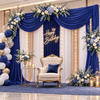 4 Panels Royal Blue Wedding Arch Draping Fabric 29" X 20FT Sheer Chiffon Drapes Bridal Baby Shower Backdrop for, alternate