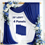4 Panels Royal Blue Wedding Arch Draping Fabric 29" X 20FT Sheer Chiffon Drapes Bridal Baby Shower Backdrop for, alternate