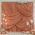 4 Panels Rust Backdrop Curtain for Parties Wedding Wrinkle Free Red Photo Curtains Backdrop Drapes Fabric, alternate view 2