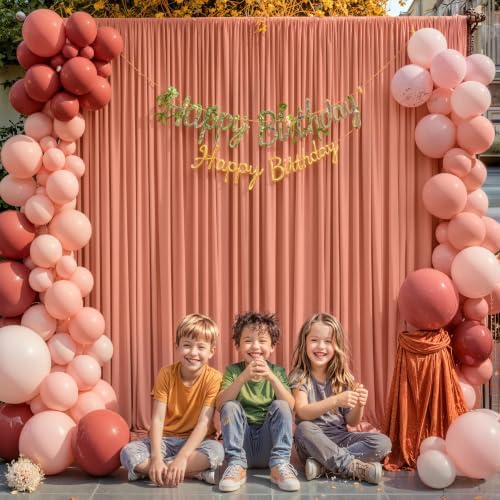 4 Panels Rust Backdrop Curtain for Parties Wedding Wrinkle Free Red Photo Curtains Backdrop Drapes Fabric, alternate view 3