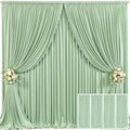 4 Panels Sage Green Backdrop Curtain for Parties Wrinkle Free Dark Green Photo Curtains Backdrop Drapes Fabric