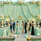 4 Panels Sage Green Backdrop Curtain for Parties Wrinkle Free Dark Green Photo Curtains Backdrop Drapes Fabric, alternate