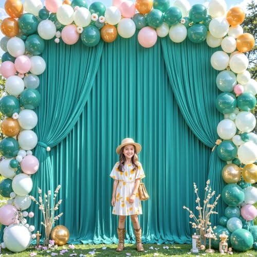 4 Panels Turquoise Backdrop Curtain for Parties Wrinkle Free Photo Backdrops Drapes Background Fabric Decoration, alternate