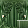 4 Panels Valley Green Backdrop Curtain for Parties Wrinkle Free Dark Green Photo Curtains Backdrop Drapes Fabric