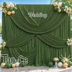 4 Panels Valley Green Backdrop Curtain for Parties Wrinkle Free Dark Green Photo Curtains Backdrop Drapes Fabric, alternate