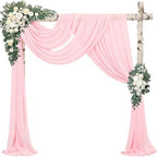 4 Panels Wedding Arch Draping Fabric 20Ft Length x 28" Width Light Pink Arch Drapes Chiffon Fabric Sheer