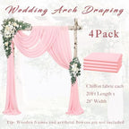 4 Panels Wedding Arch Draping Fabric 20Ft Length x 28" Width Light Pink Arch Drapes Chiffon Fabric Sheer, alternate view 6