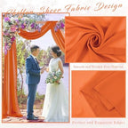 4 Panels Wedding Arch Draping Fabric 20Ft Length x 28" Width Orange Arch Drapes Chiffon Fabric Sheer Curtains, alternate view