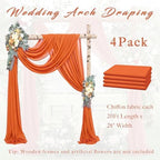 4 Panels Wedding Arch Draping Fabric 20Ft Length x 28" Width Orange Arch Drapes Chiffon Fabric Sheer Curtains, alternate view