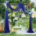 4 Panels Wedding Arch Draping Fabric 20Ft Length x 28" Width Royal Blue Arch Drapes Chiffon Fabric Sheer, alternate view 2