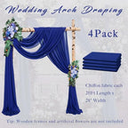 4 Panels Wedding Arch Draping Fabric 20Ft Length x 28" Width Royal Blue Arch Drapes Chiffon Fabric Sheer, alternate view 6