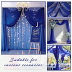 4 Panels Wedding Arch Draping Fabric 20Ft Length x 28" Width Royal Blue Arch Drapes Chiffon Fabric Sheer, alternate view 7