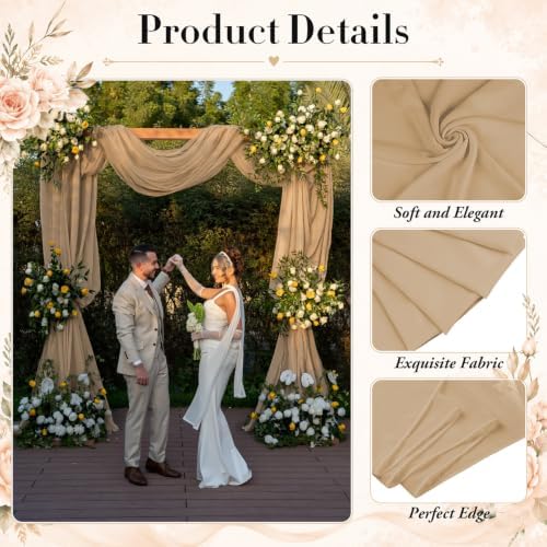 4 Panels Wedding Arch Draping Fabric 29" X 20FT Nude Chiffon Sheer Drapes Backdrop for Wedding Ceremony Bridal, alternate