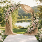 4 Panels Wedding Arch Draping Fabric 29" X 20FT Nude Chiffon Sheer Drapes Backdrop for Wedding Ceremony Bridal, alternate
