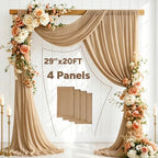 4 Panels Wedding Arch Draping Fabric 29" X 20FT Nude Chiffon Sheer Drapes Backdrop for Wedding Ceremony Bridal, alternate