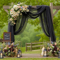 4 Panels Wedding Arch Draping Fabric Black Sheer Backdrop Curtain Arch Drape for Wedding Ceremony Reception