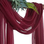 4 Panels Wedding Arch Draping Fabric Burgundy Sheer Backdrop Curtain Arch Drape for Wedding Ceremony Reception, alternate
