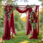 4 Panels Wedding Arch Draping Fabric Burgundy Sheer Backdrop Curtain Arch Drape for Wedding Ceremony Reception, alternate