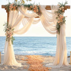 4 Panels Wedding Arch Draping Fabric Champagne Sheer Backdrop Curtain Arch Drape for Wedding Ceremony Reception, alternate