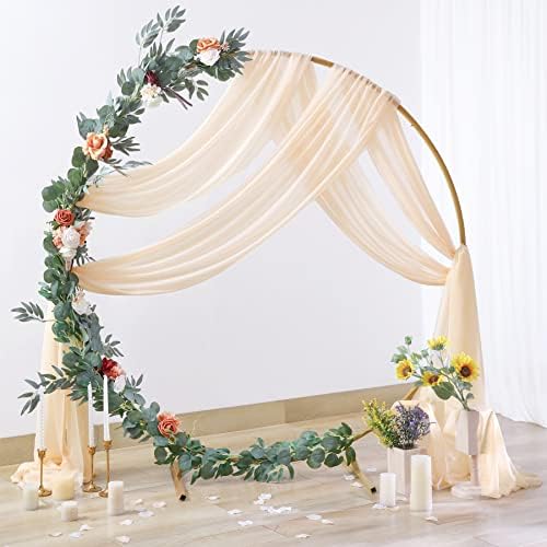 4 Panels Wedding Arch Draping Fabric Champagne Sheer Backdrop Curtain Arch Drape for Wedding Ceremony Reception, alternate