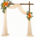 4 Panels Wedding Arch Draping Fabric Champagne Sheer Backdrop Curtain Arch Drape for Wedding Ceremony Reception, alternate