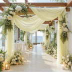 4 Panels Wedding Arch Draping Fabric Ivory Sheer Backdrop Curtain Arch Drape for Wedding Ceremony Reception, alternate view 2