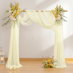4 Panels Wedding Arch Draping Fabric Ivory Sheer Backdrop Curtain Arch Drape for Wedding Ceremony Reception, alternate view 6