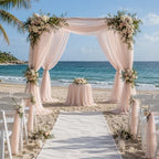 4 Panels Wedding Arch Draping Fabric Light Peach 29" X 20FT Sheer Chiffon Drapes Bridal Baby Shower Backdrop for, alternate