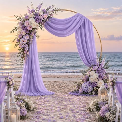 4 Panels Wedding Arch Draping Fabric Lilac 29" X 20FT Sheer Backdrop Chiffon Drapes for Wedding Ceremony Bridal, alternate