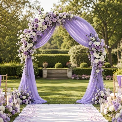 4 Panels Wedding Arch Draping Fabric Lilac 29" X 20FT Sheer Backdrop Chiffon Drapes for Wedding Ceremony Bridal, alternate