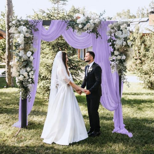 4 Panels Wedding Arch Draping Fabric Lilac 29" X 20FT Sheer Backdrop Chiffon Drapes for Wedding Ceremony Bridal, alternate