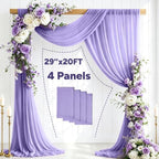 4 Panels Wedding Arch Draping Fabric Lilac 29" X 20FT Sheer Backdrop Chiffon Drapes for Wedding Ceremony Bridal, alternate